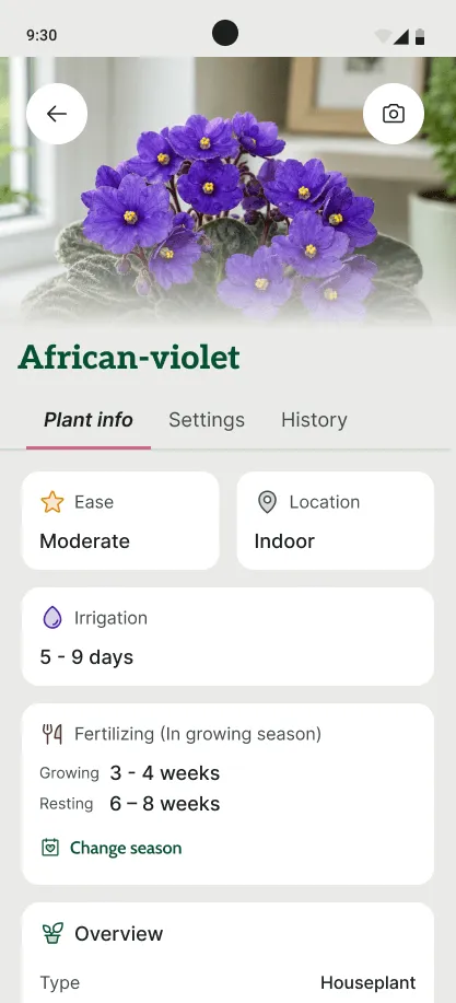 Leafing plant identification screen